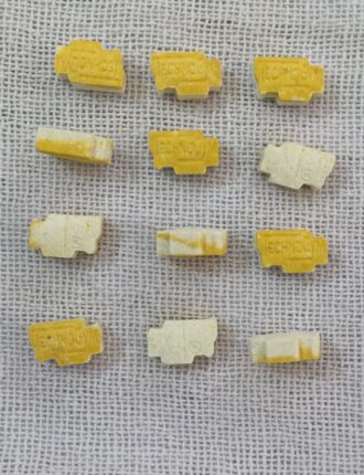 Buy Yellow and white Technogym 330mg MDMA Pills